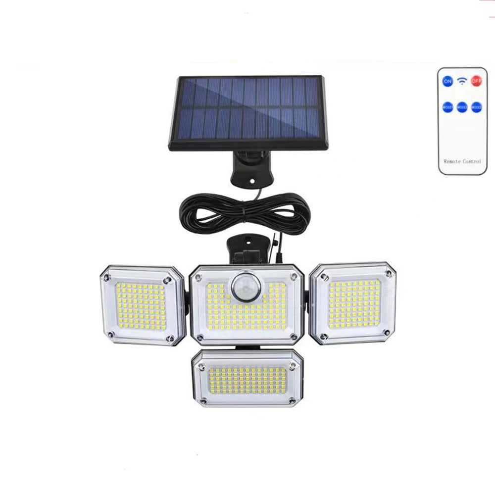 1 PACK Outdoor Motion Sensor Lamp, 4-Head Solar Power Light, 122 LED Solar Light, Flood Lights ,3000 Lumens,270° Lighting Range Econic Blanks